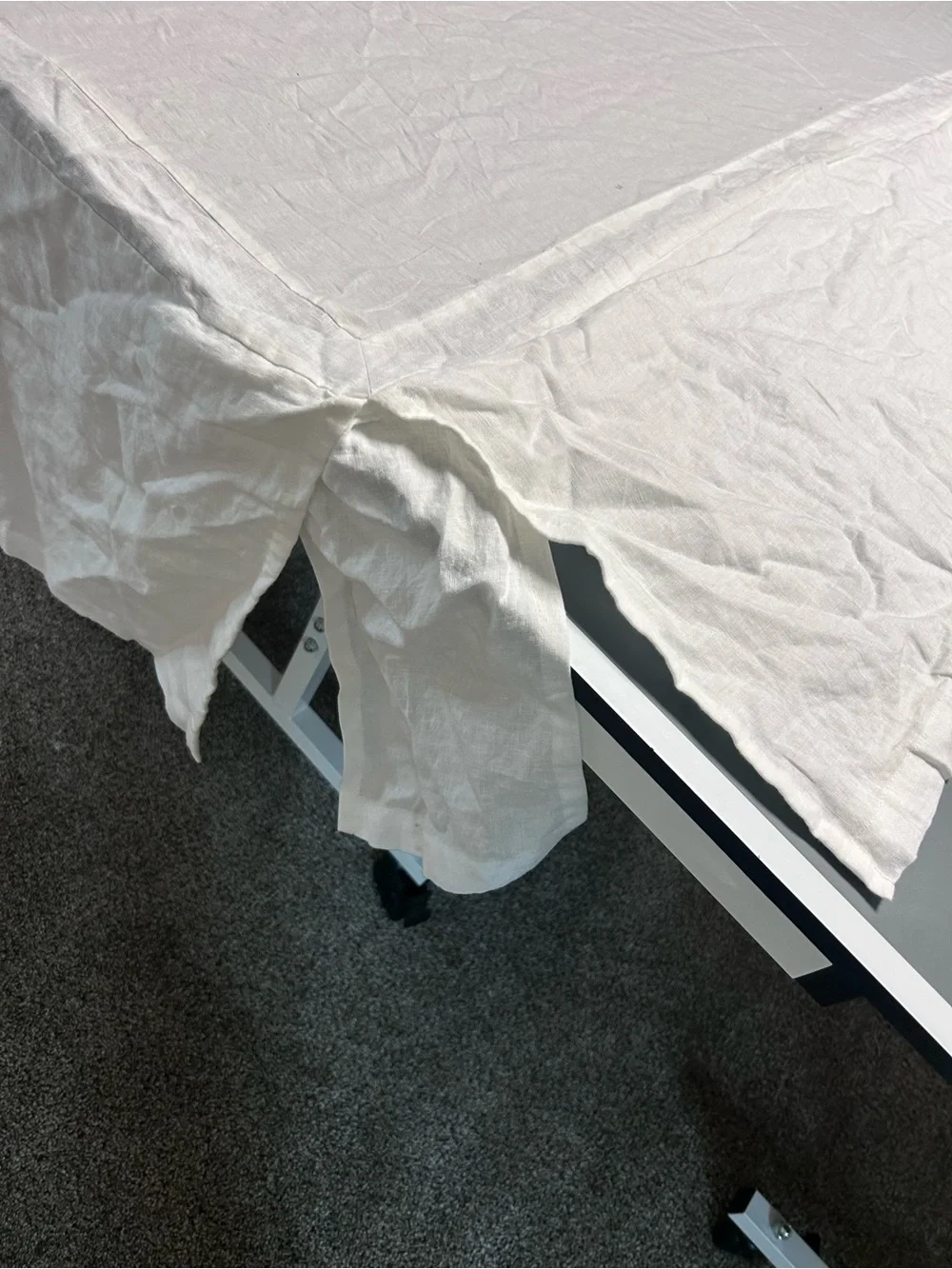 Pottery Barn Twin Belgian Flax Linen White Bed Skirt with Side Pleats 14